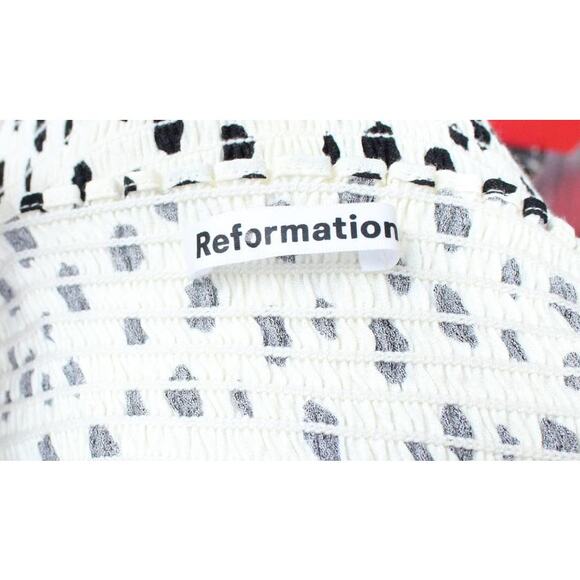 Reformation Reign Ink Blot White Spotted Long Sleeve Top Size 6 - Picture 5 of 5
